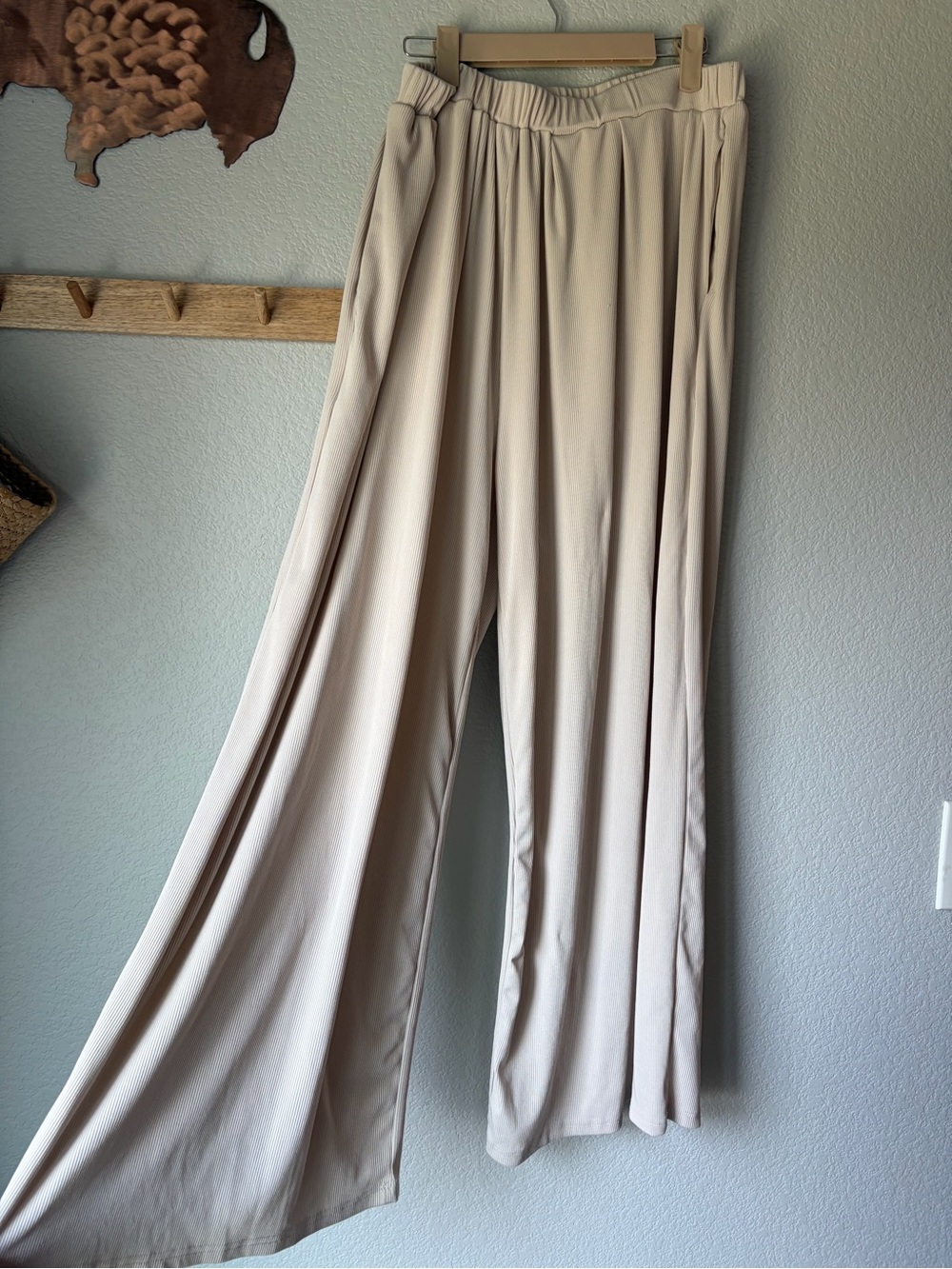 Cider Wide-Leg Pull-On Pants in Ivory Beige